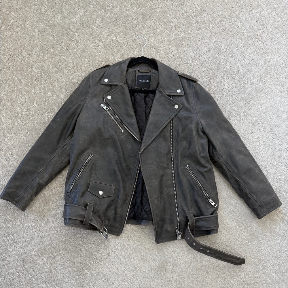 Madewell Charcoal Leather Biker Jacket